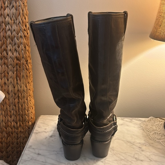Frye tall Carmen boots. Dark mossy greenish brown. Almost new, worn once. - Picture 2 of 10
